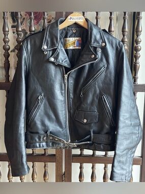 SCHOTT NYC Perfecto VTG 1985-1990 Black Leather Motorcycle Biker Jacket Size 38